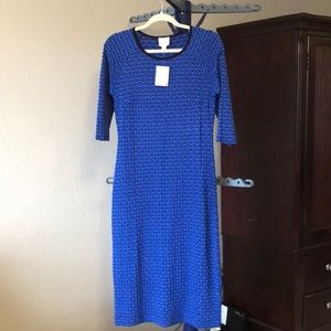 Blue and black dress with 3/4 sleeves